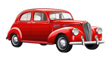 Red classic car isolated on transparent background