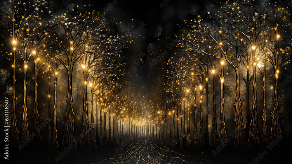 Christmas trees in the street illustration