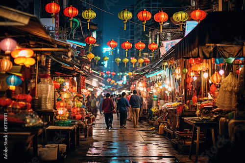 As night descends, a vibrant marketplace awakens, its alleys adorned with lanterns, each stall narrating tales of culture and gastronomy. © Davivd