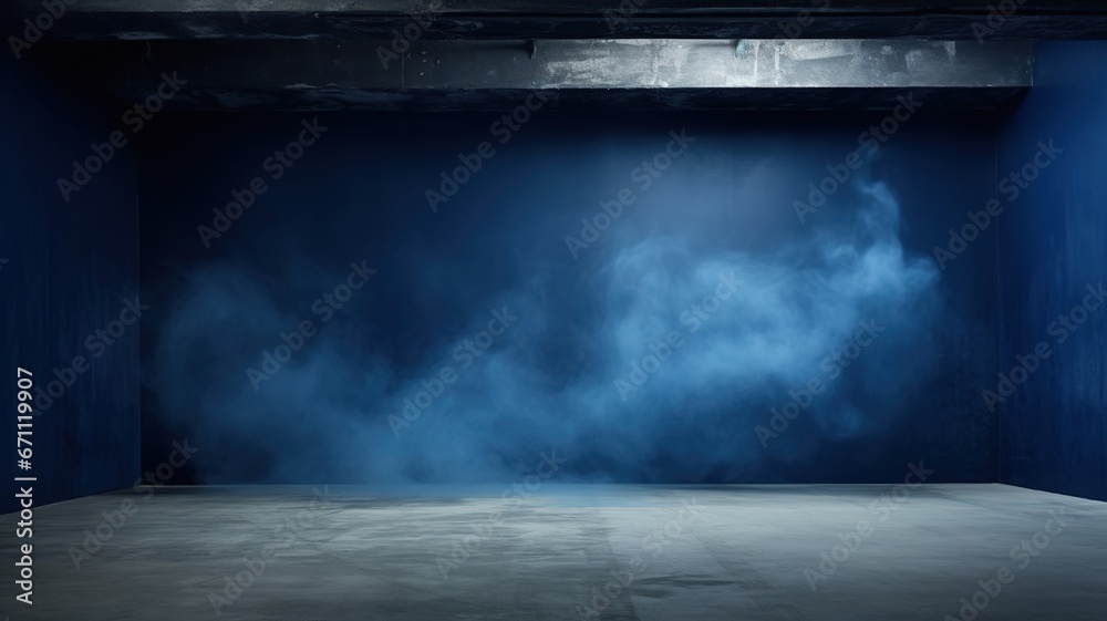 Empty Dark Blue Abstract Cement Wall And Studio Room