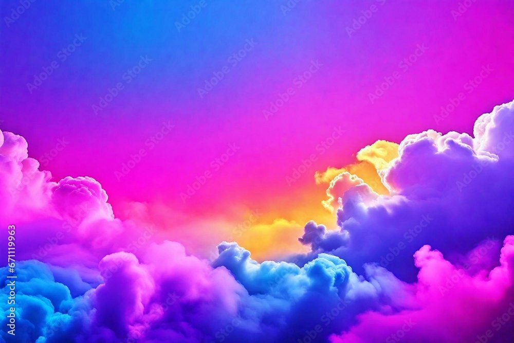 multicolored clouds and smoke background, crisp and clear multicolored sky texture, vibrant explosion of blue, pink, purple, and yellow, multicolored mobile backdrop with abstract futuristic fog