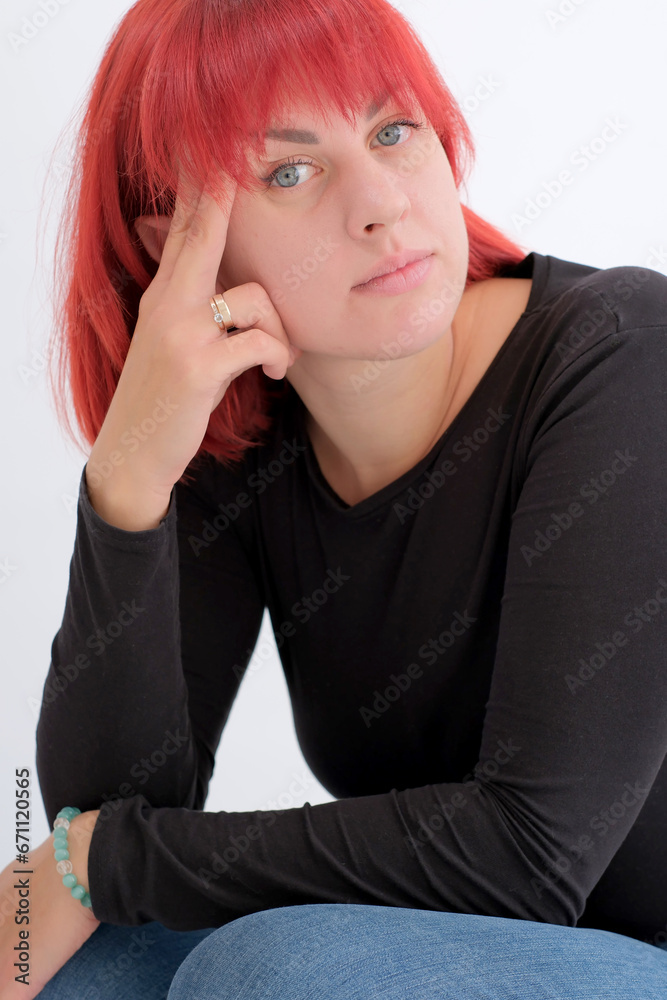 A young attractive woman with a short orange hairstyle A young attractive woman with a short orange hairstyle