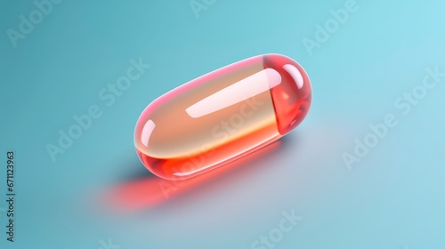Medicine capsule front close up view on color background