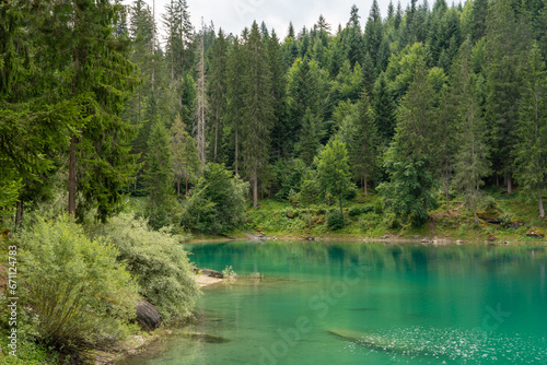 Lake Calma, Switzerland, on a cloudy day during summer