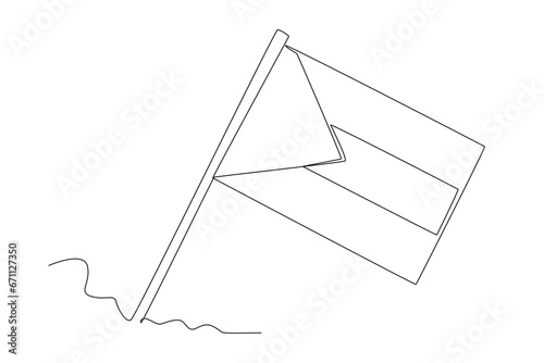 A Palestinian flag flutters. Palestine one-line drawing