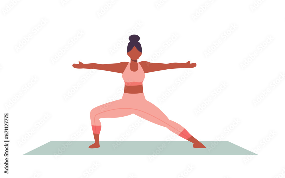 Yoga posture. Girl practising yoga. healthy Lifestyle. Colorful flat vector illustration isolated on a white background.