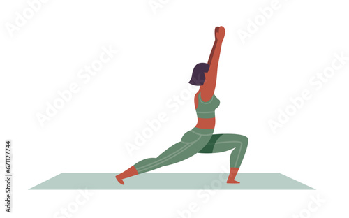 Yoga posture. Girl practising yoga. healthy Lifestyle. Colorful flat vector illustration isolated on a white background.