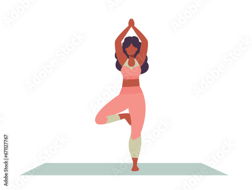 Yoga posture. Girl practising yoga. healthy Lifestyle. Colorful flat vector illustration isolated on a white background.