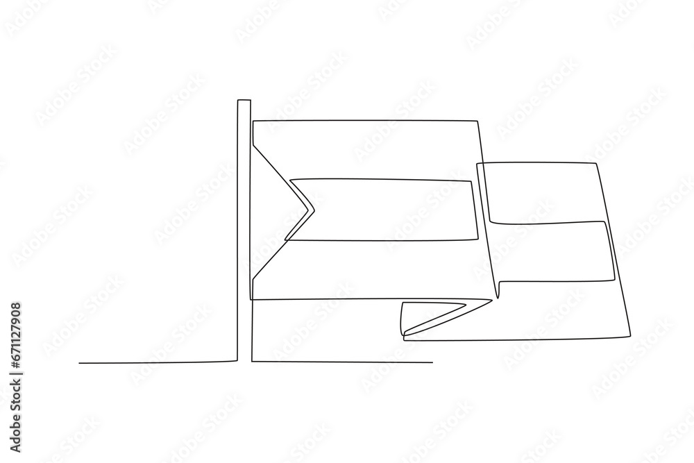 Close-up of the Palestinian flag. Palestine one-line drawing Close-up of the Palestinian flag. Palestine one-line drawing