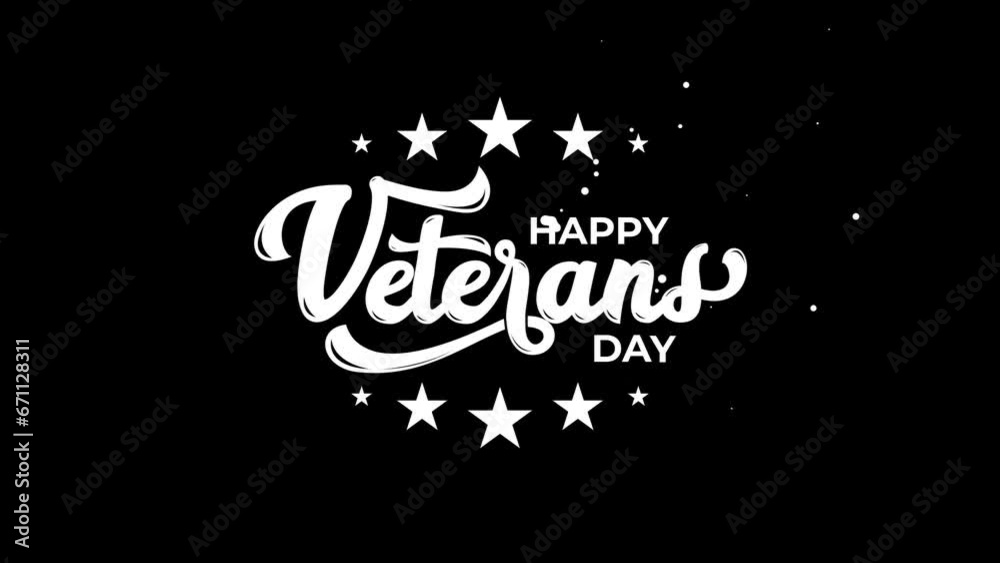 Happy Veterans Day Lettering Text Animation. Veterans Day Lettering text animation in White color on transparent background Happy Veterans Day Lettering Text Animation. Veterans Day Lettering text animation in White color on transparent background