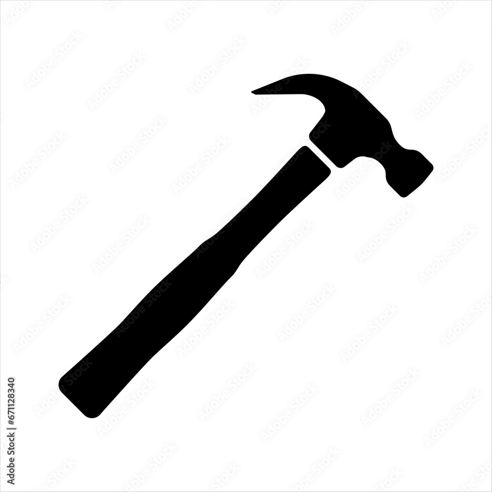 Simple Hammer vector silhouette icon, isolated on white isolated background. Flat design. Black silhouette. Construction tools. Shoemaker's hammer Simple Hammer vector silhouette icon, isolated on white isolated background. Flat design. Black silhouette. Construction tools. Shoemaker's hammer
