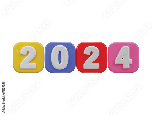 2024 new year text effect 3d rendering