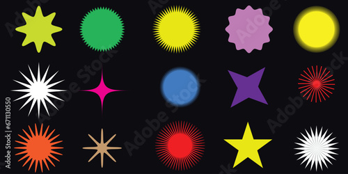 Set of simple abstract vector objects of flowers and stars. EPS 10

