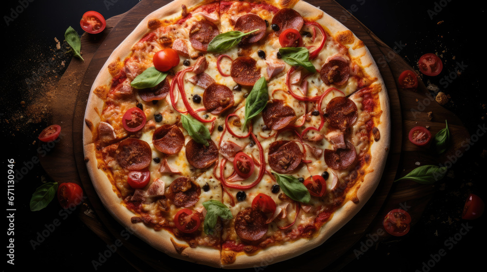 Fresh Homemade Italian Pizza Top View
