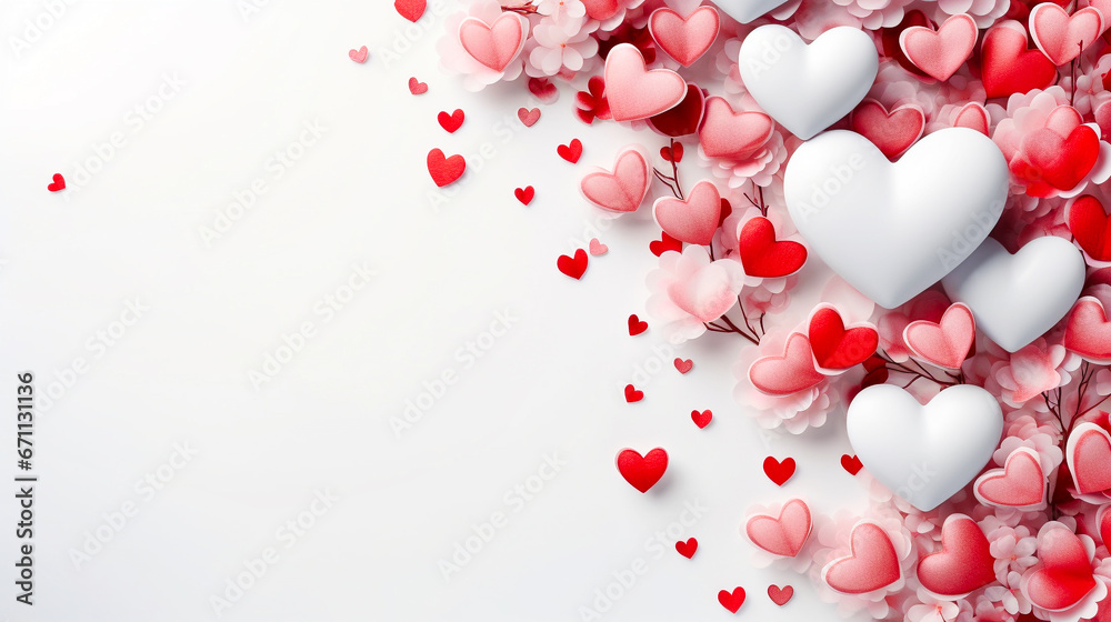 Valentine's Day background with colourful flowers. AI generativ.