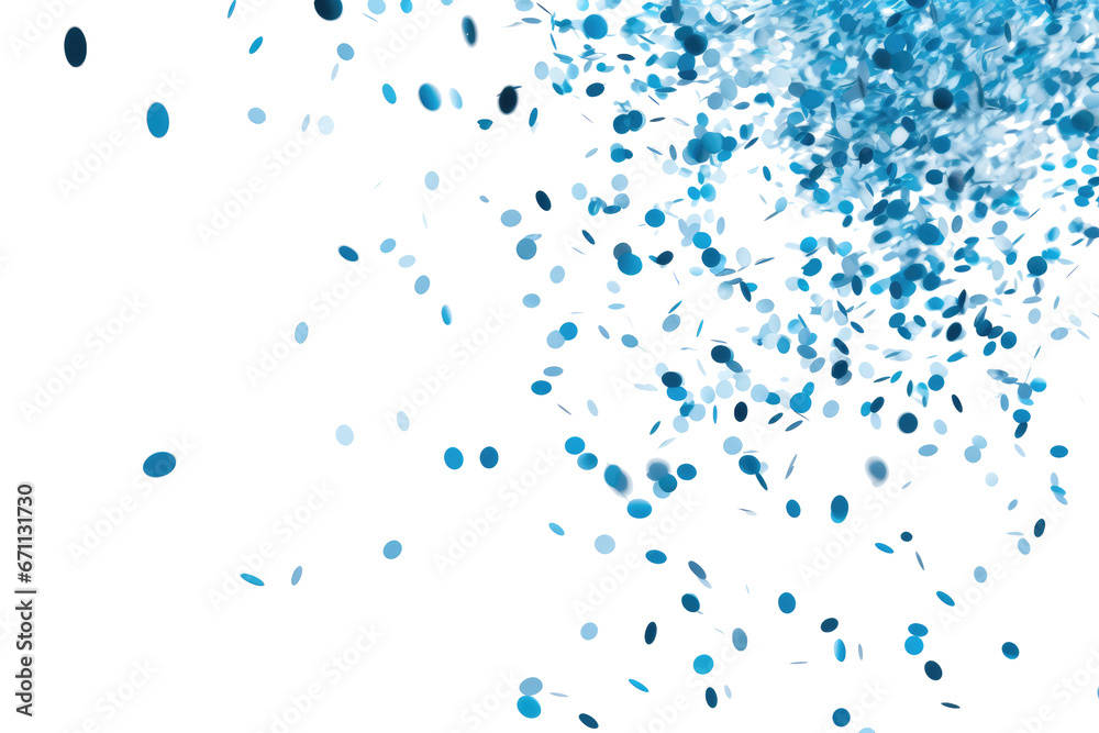 Blue confetti with transparent background. Celebration and party concept. - obrazy, fototapety, plakaty 
