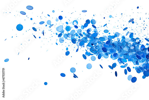 Blue confetti with transparent background. Celebration and party concept.