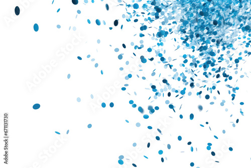 Blue confetti with transparent background. Celebration and party concept.