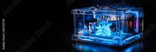 Innovative 3D ice printer at work isolated on a white background 