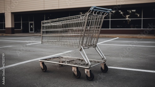 Shopping Cart in Parking Lot.  © 3D Station