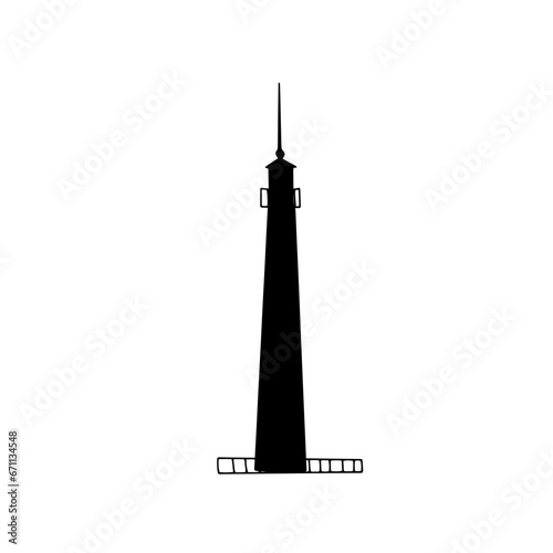 Lighthouse. Coastline architecture building. Beacons with window. Vector illustration