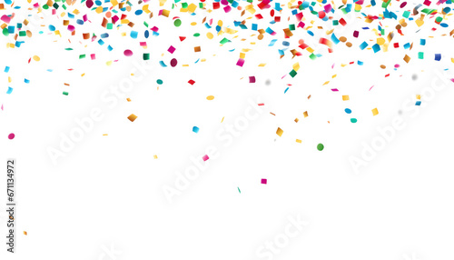 falling colorful confetti isolated on transparent background cutout