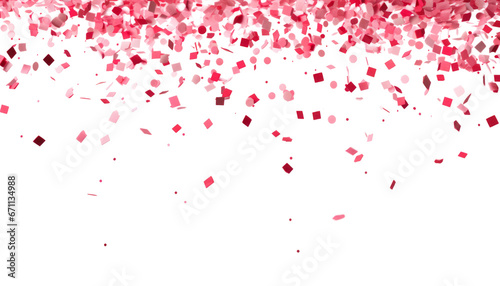 falling pink confetti isolated on transparent background cutout