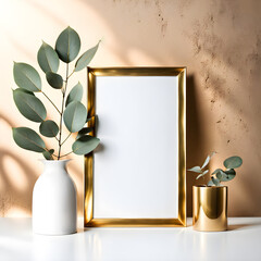 gold frame and vase