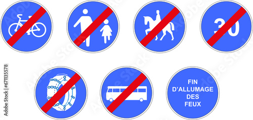 Free Download Panneau routier français: Ensemble de panneaux de fin d'obligation	 - GFXLoad