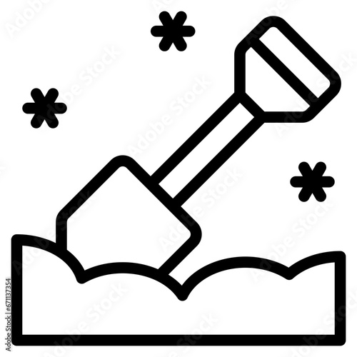 Shovel icon in outline style. Suitable for logo, web, graphic design, illustration, sticker, books, etc.