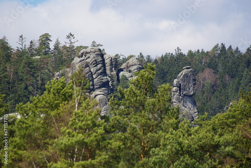 Mountain cliffs and a forest