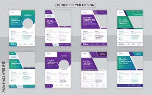 Medical bundle Flyer Design Template and Hospital Flyer set, corporate branding, Medical Brochure