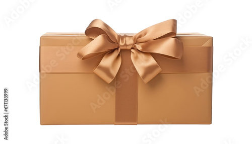 paper gift box with ribbon isolated on transparent background cutout