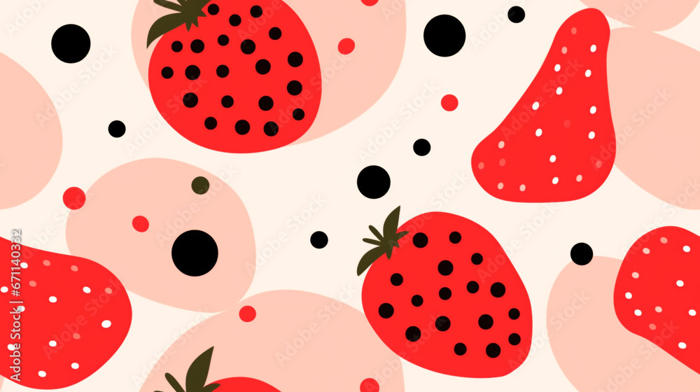Strawberry image drawn abstractly and with a minimalist style. Random arrangement with repeating pattern tiles.
Strawberry image drawn abstractly and with a minimalist style. Random arrangement with repeating pattern tiles.