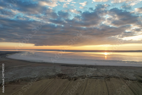 Lake Tuz beautiful landscape with beautiful sunset