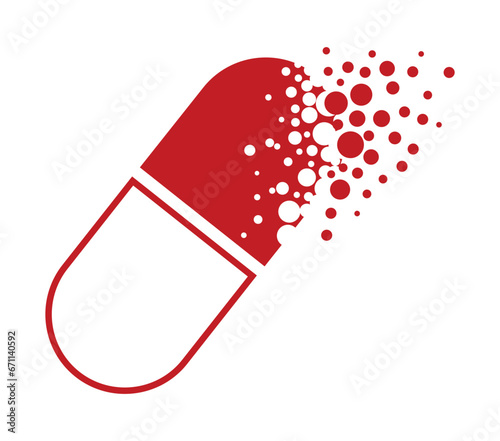Dispersing capsule icon. Vector Illustrator.