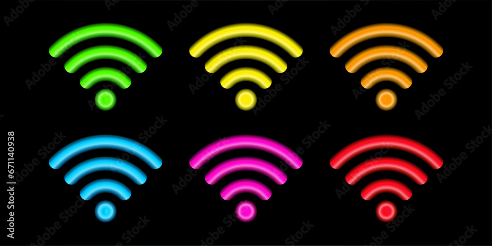 Wi-Fi light effect, white glowing signal sensor waves internet wireless connection. Wireless technology digital radar or sonar with glowing light effect. Vector Wi-Fi light effect, white glowing signal sensor waves internet wireless connection. Wireless technology digital radar or sonar with glowing light effect. Vector
