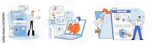Authentication. Vector illustration. Developing secure system requires implementing robust authentication mechanisms Authentication is crucial for ensuring security user accounts Identification