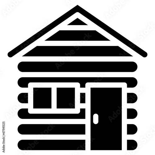 Cabin icon in glyph style. Suitable for logo, web, graphic design, illustration, sticker, books, etc.