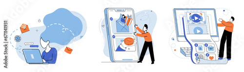 Digital marketing vector illustration. Promotion is key component digital marketing, driving brand awareness and sales The digital marketing concept emphasizes importance leveraging digital channels