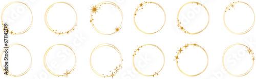 Set of geometric gold frame with a golden sparkles. Gold glitter abstract golden frames.Luxury golden borders. Frame with glitter and stars for logo, icon, vip card, gift.