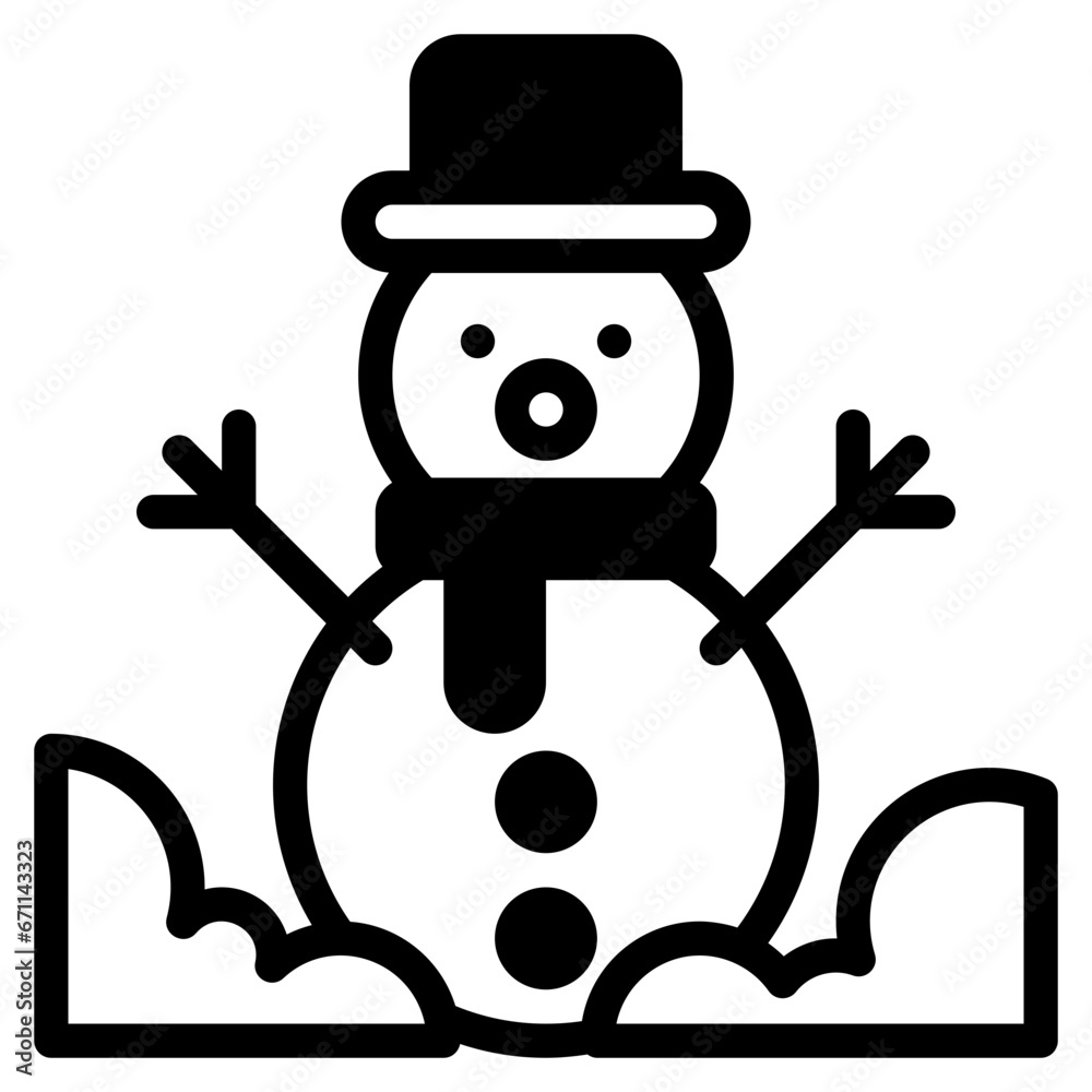 Snowman icon in solid line style. Suitable for logo, web, graphic design, illustration, sticker, books, etc. Snowman icon in solid line style. Suitable for logo, web, graphic design, illustration, sticker, books, etc.