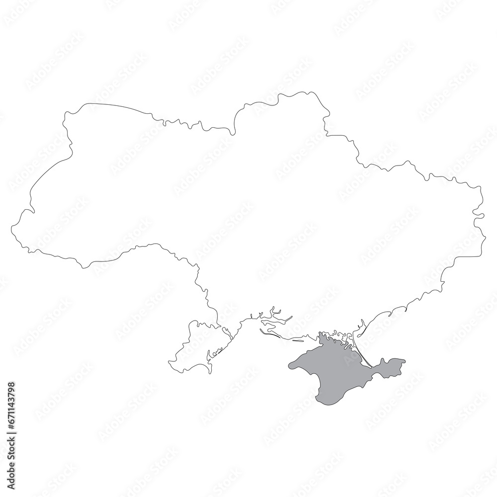 Ukraine map. Map of Ukraine in high details on white color