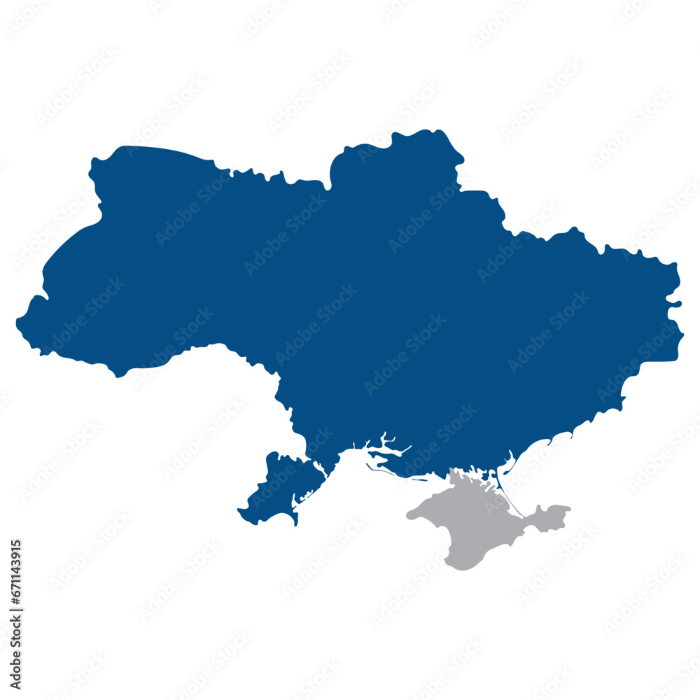 Ukraine map. Map of Ukraine in high details on blue color