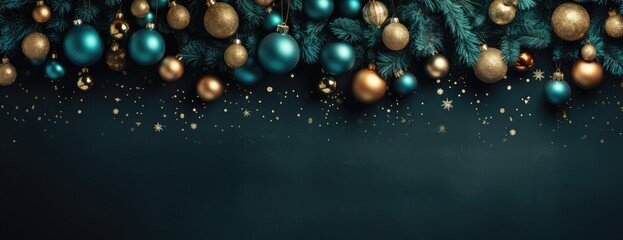 Horizontal Christmas and New Year holiday banner, poster for website, header for website. Christmas background. Xmas festive