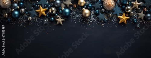 Horizontal Christmas and New Year holiday banner, poster for website, header for website. Christmas background. Xmas festive