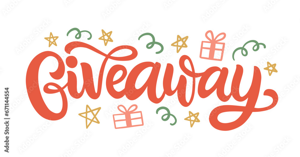 Fototapeta premium Giveaway Banner Handwritten lettering Promo design