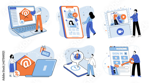 Email marketing vector illustration. Targeted email marketing campaigns have potential to achieve significant results The email marketing metaphor likens inbox to virtual marketplace opportunities
