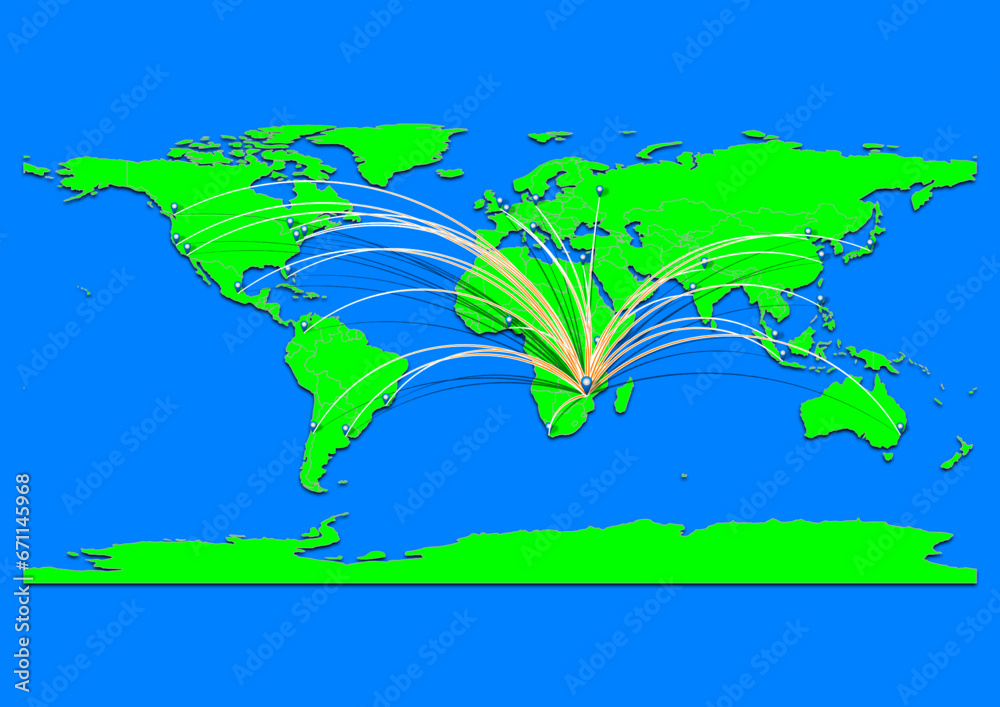 Naklejka premium Mutare, Zimbabwe map - Concept map for Mutare, Zimbabwe on World map. Suitable for export concepts. File is suitable for digital editing and prints of all sizes.