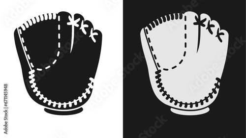 baseball glove vector in black and white for logo or icon.